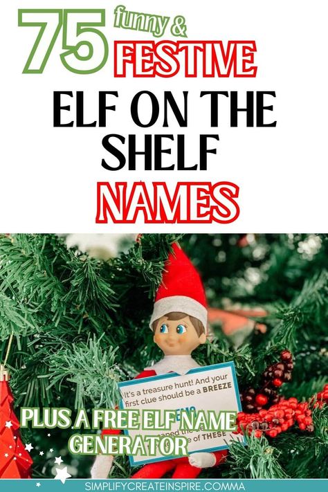 You've got a new elf joining your family - Yay! But what will you name them? This Christmas Elf name generator is a fun way to come up with creative and festive name ideas for your Elf. And if those aren't inspiration enough, I've also got a huge list of extra Elf on the shelf name ideas for you too! Funny elf on the shelf names Elf Name Ideas On The Shelf, Elf Names Girl, Elf On Shelf Names, Girl Elf Names, Christmas Elf Name Generator, Elf On The Shelf Names, Christmas Elf Names, Elf Name Generator, Xmas Letter