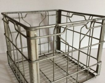 Wire Milk Crate Ideas, Metal Milk Crate Ideas, Milk Crate Vinyl Storage, Milk Crate Bench, Wire Milk Crate Storage Bin, Milk Crate Seats, How To Make A Metal Dog Crate Cute, Milk Bottle Holder, Metal Milk Crates