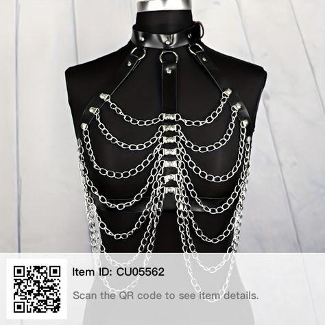 Female Harness, Chest Harness, Chain Bra, High Fashion Outfits, Chain Belts, Estilo Punk, Refashion Clothes, Goth Outfits, Garters