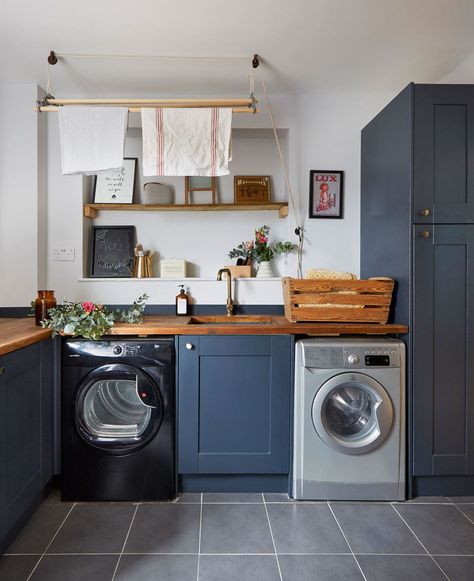 Best quiet washing machine 2020: 6 best buys for noise reduction | Real Homes Pallet Deck Diy, Utility Room Storage, Small Utility Room, Utility Room Designs, Blue Laundry Rooms, Small Laundry Room Makeover, Kabinet Dapur, Laundry Room Layouts, Laundry Room Inspiration