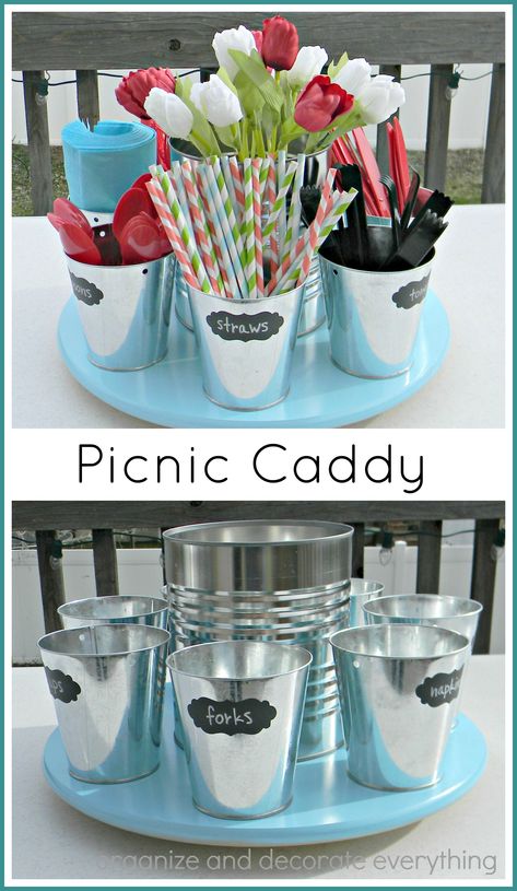 Picnic Caddy, Deco Champetre, Party Hacks, בר מצווה, Bbq Party, Picnic Party, Summer Bbq, Backyard Party, Backyard Bbq