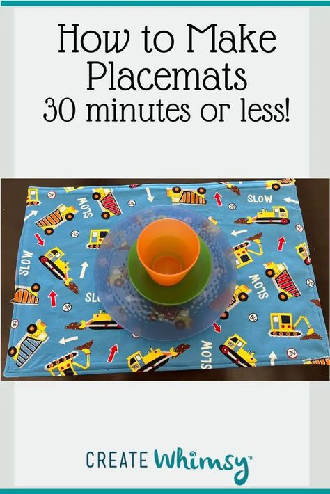 How to Sew Reversible Placemats: Simple and Quick - Create Whimsy How To Make Placemats Diy Tutorials, Fabric Placemats Diy, Diy Placemats Fabric, How To Make Placemats, Easy Placemats, Hand Sewing Machine, Diy Placemats, Quilt Room, Sewing Projects Free