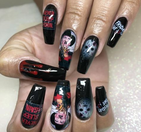 PRICES MAY VARY. Title: Horror Movie Scary Nail Art Decals Day of The Dead Gothic Nail Stickers Chuckie Friday 13 Jason Freddy Nightmare Scream Halloween Nail Decoration kit Water Slides Nail Art Stickers DIY (A). Product Type: Products > Foot, Hand & Nail Care > Nail Art & Polish > Nail Art Accessories > Stickers & Decals September Nail Art, September Nails Art, Scary Nail Art, Movie Scary, Scary Nails, Halloween Nail Ideas, Scary Halloween Decorations Diy, Halloween Manicure, Scream Halloween