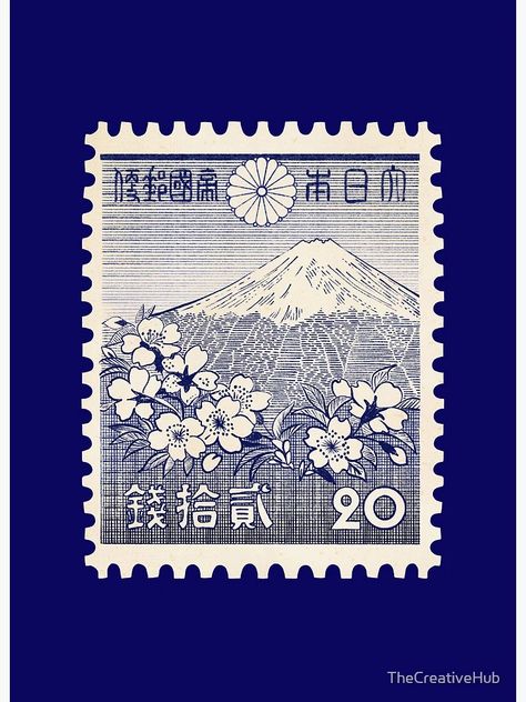 "Vintage Engraved Blue Mount Fuji Stamp - Japan " Art Board Print for Sale by TheCreativeHub | Redbubble Japan Stamp Tattoo, Mount Fuji Art, Mount Fuji Tattoo, Japan Aesthetic Art, Japan Stamp, Japan Poster, Japanese Stamp, Microsoft Paint, Scrapbook Cover