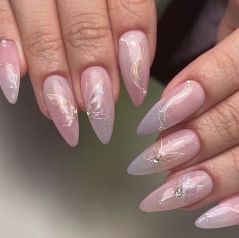 woman,hand,pink nails,white nails,manicure,stylish,chic,beauty,fashion,close-up,fingers,nails,feminine,elegance,cosmetics,pampering,grooming,trendy,nail art,clean,well-kept,well-manicured,polished,beauty salon,hands,youth,personal care,nail color,nail design,decorative,aesthetic,fashionable,painted nails,elegant,beauty treatment,self-care,acrylics,press-on Kelebek Nail Art, Light Pink Almond Nails, Butterfly Acrylic Nails, Acrylic Nails Square, Holloween Nails, Festive Nail Designs, Formal Nails, Light Nails, Long Nail Designs