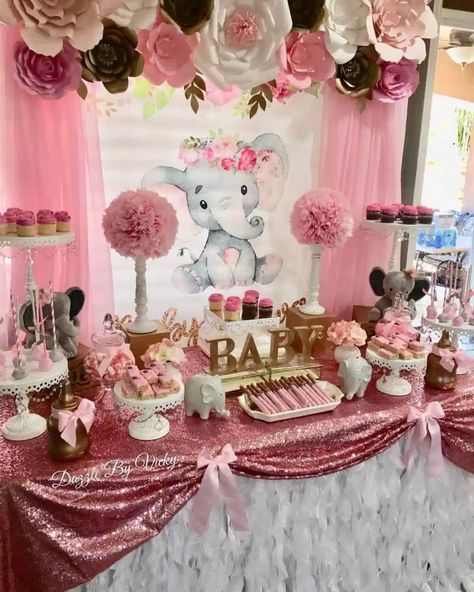 Elephant Baby Shower Theme Girl Pink, Baby Shower Elephant Theme Girl, Pink Elephant Baby Shower Decorations, Elephant Baby Shower Theme Girl, Purple Baby Shower Decorations, Elephant Baby Shower Cake, Pink Baby Shower Decorations, Girl Shower Themes, Peanut Baby Shower