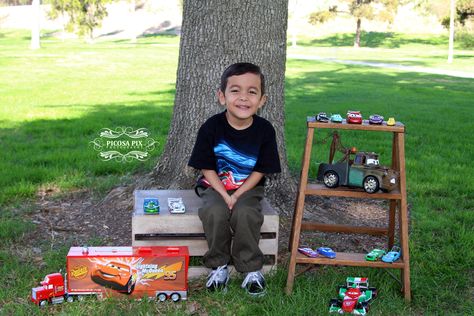 Disney Cars Theme Birthday Boy Photo Session | 5th Birthday Boy Photography | Disney Pixar Cars Birthday Party Picture Disney Pixar Cars Birthday Party, Cars Photoshoot, Disney Cars Theme, Pixar Cars Birthday, Kid Picture, Cars Mcqueen, 5th Birthday Boys, Cars Party, Car Themes