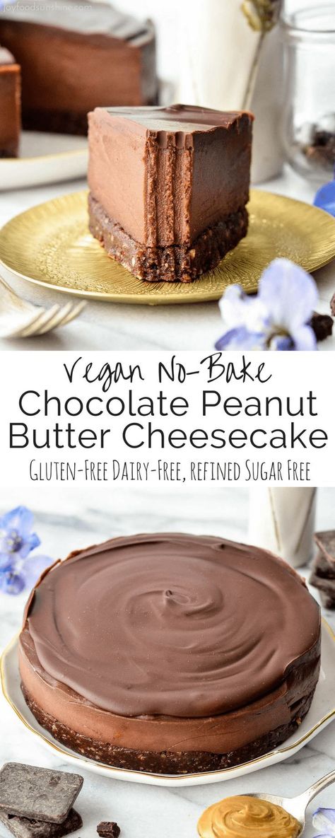 Peanut Butter Cheesecake Recipes, Deserturi Raw Vegan, Vegan Chocolate Peanut Butter, Vegan No Bake, Patisserie Vegan, Cheesecake Vegan, Chocolate Peanut Butter Cheesecake, Gluten Free Cheesecake, Cheesecake Chocolate