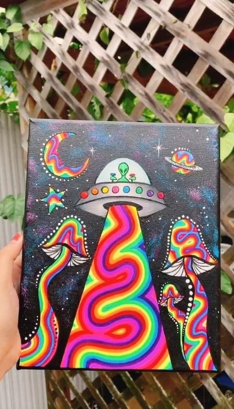 trippy galaxy painting #art Painting Trippy, Alien Painting, Aesthetic Painting Ideas, Arte Indie, Psychadelic Art, Trippy Painting, Hippie Painting, Seni 2d, Simple Canvas Paintings