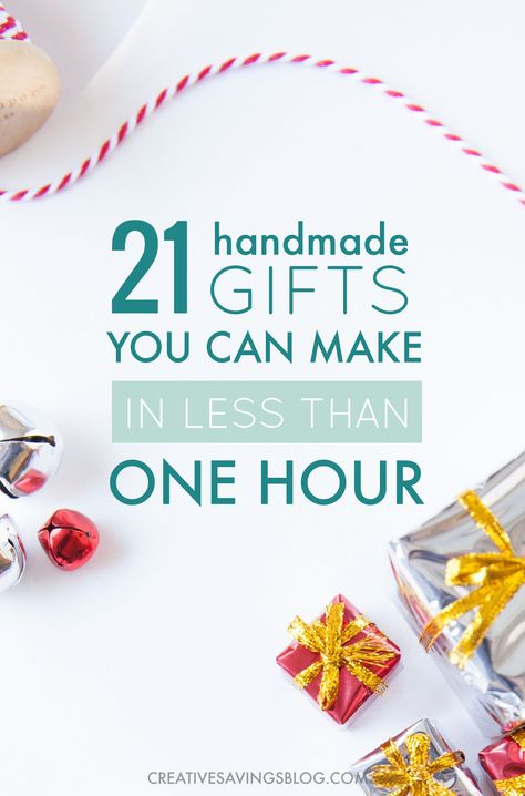 Think handmade gifts take a lot of time? Think again! These 21 easy handmade gift ideas take less than an hour to make and are guaranteed to get those creative juices flowing. Knock out a bunch this weekend and get your Christmas list DONE. Easy Handmade Gift Ideas, Diy Gifts Cheap, Handmade Gifts For Boyfriend, Easy Handmade Gifts, Handmade Gift Ideas, Easy Handmade, Easy Diy Gifts, Quick Gifts, 21st Gifts