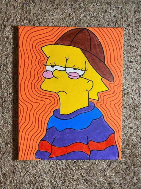 Paintings Canvas, Wallpaper Retro, Trippy Painting, Hippie Painting, Pop Art Canvas, Simple Canvas Paintings, Cute Canvas Paintings, Easy Canvas Art, Canvas Drawings