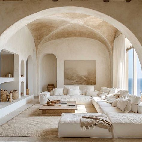 Mediterranean Minimalist Interior, Living Room Mediterranean, Apartment Decor Aesthetic, Mediterranean Home Interior, Mediterranean Living Room, Mediterranean Interior Design, Contemporary Mediterranean, Interior Design Principles, Tranquil Bedroom