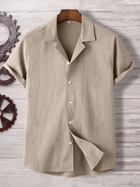 Fashion Cowo, Male Outfit, Half Sleeve Shirts, Outfit Grid, Loose Shirt, Plain Shirt, Men Shirts, Mode Masculine, Beach Casual