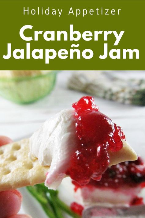 Make this awesome Holiday Appetizer-Cranberry Jalapeno Jam over Cream cheese! # Cranberry Pepper Jelly Cheese Dip, Fig Jalapeno Pepper Jelly, Hot Pepper Cranberry Jelly, Cranberry Pepper Jelly Recipe Canning, Cranberry Jalepeno Recipes, Cranberry Jalapeno Jam Canning, Cranberry Jalapeño Jelly, Cranberry Jalapeno Jelly Recipe Canning, Jalapeno Cranberry Jelly