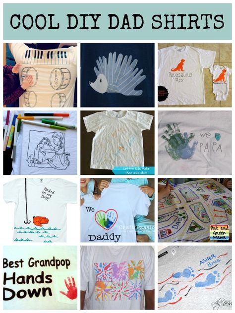 Fathers Day Gift Ideas DIY shirts for Dad from Lalymom Diy Father's Day Shirts, Gift Ideas For Dad, Homemade Fathers Day Gifts, Gift Ideas Diy, Diy Shirts, Dad Shirts, Diy Father's Day Gifts, Father's Day Diy, Father's Day T Shirts