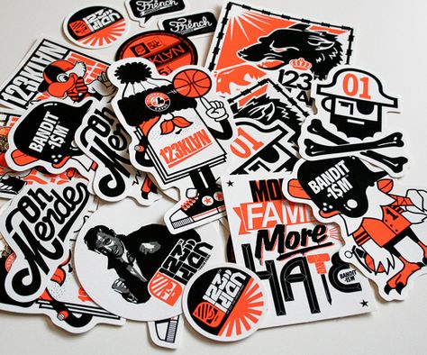 Sticker Design Inspiration, Band Stickers, Sticker Patches, Cool Stickers, Sticker Collection, Vintage Graphics, Sticker Art, Graffiti Art, Print Stickers