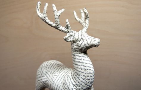 make over a pink glitter reindeer into a lovely paper mache stag. Deer Paper Mache, Paper Mache Reindeer, Harry Potter Bedroom Decor, Paper Mache Christmas, Paper Mache Projects, Glitter Reindeer, Paint Blue, Paper Mache Animals, Song Sheet