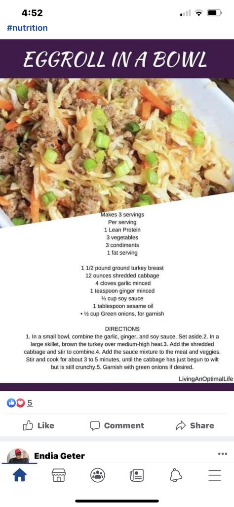 Lean Protein Meals, Shredded Turkey, Eggroll In A Bowl, Lean And Green, Lean And Green Meals, Coleslaw Mix, Cabbage Recipes, Chinese Dishes, Turkey Breast