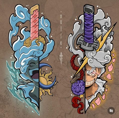 Gear 5 Tattoo, 5 Tattoo, One Piece Tattoos, One Piece Cartoon, Anime Tattoo, Spooky Tattoos, One Piece Wallpaper Iphone, Gear 5, Cool Anime Backgrounds