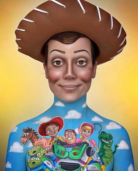 Toy Story Makeup, Story Creative, Woody Toy Story, Hair Shows, Creative Makeup, Body Painting, Toy Story, Pixar, Makeup Artist