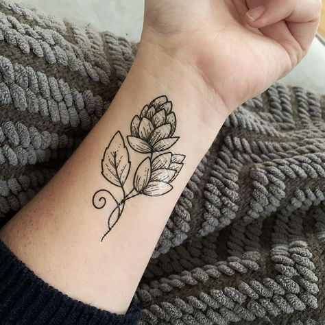 There are three new temporary tattoo designs up in my Etsy shop! Go take a look! This one is totally inspired by the @craftsanddraftsevents… | Instagram Hop Tattoo, Wrap Tattoo, Temporary Tattoo Designs, Floral Branch, Piercing Tattoo, Temporary Tattoo, Future Tattoos, Body Art Tattoos, Blackwork