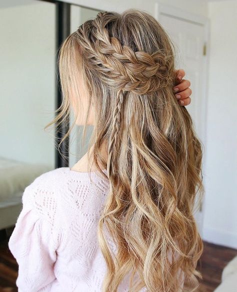 Pinterest: chandlerjocleve  Instagram: chandlercleveland Headband Braid, Romantic Hairstyles, Braid Hairstyle, Prom Hairstyles For Long Hair, Half Updo, Long Blonde, Braided Headband, Formal Hairstyles, Long Blonde Hair