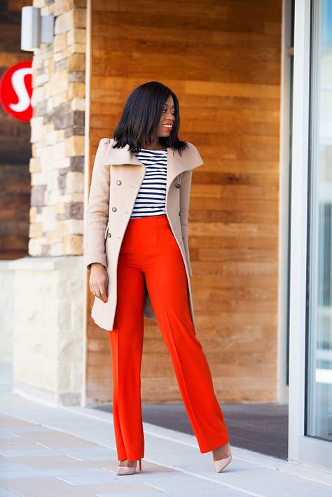 Red Trousers Outfit, Red Wide Leg Trousers, Jadore Fashion, Wide Leg Trousers Outfit, Wide Leg Outfit, Red Wide Leg Pants, What To Wear To Work, Wide Leg Pants Outfit, Red Trousers