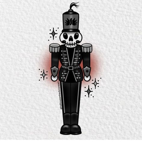 Nutcracker Tattoo Traditional, Nutcracker Tattoo, Merry Creepmas, Nutcracker Design, Christmas Tattoo, Creepy Christmas, Little Tattoos, Holiday Greetings, Traditional Tattoo