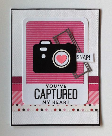 Card heart hearts valentine love camera photo polaroid frame Taylored Expressions, film strip cottage cutz, MFT Cute Cameras 2 Die-namics MFT Picture This stamp set #mftstamps - JKE Film Camera Scrapbook Ideas, Polaroid Valentines Ideas, Camera Birthday Cards, Camera Cards Handmade, Cute Cameras, Marco Polaroid, Photo Polaroid, Simple Birthday Cards, Valentine Cards Handmade