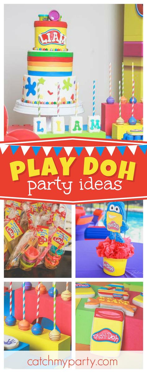 Play Dough Party Ideas, Play Dough Themed Birthday Party, Playdoh Party Decorations, Playdough Party Ideas, Playdough Birthday Party, Playdough Birthday Party Ideas, Playdoh Birthday Theme, Play Dough Birthday Party, Playdough Themes