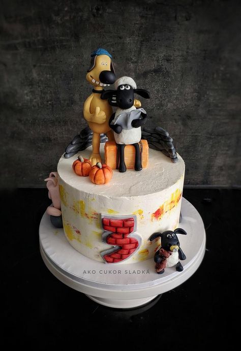 Shaun The Sheep Birthday, Shaun The Sheep Cake, Sheep Cake, Shaun The Sheep, Baby Birthday Cakes, Kids Designer Dresses, The Sheep, Handmade Lace, Baby Birthday