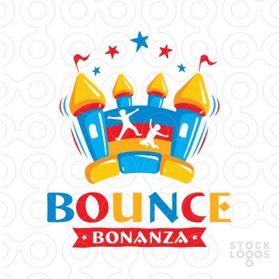 Bounce House Logo, Toys Logo Design, Toys Logo, Bouncy House, Party Logo, House Logo Design, House Logo, Social Media Designs, Make Your Logo