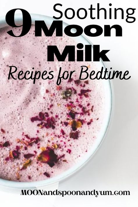 mug of pink moon milk with floral garnish Moon Milk Recipe, Moon Milk, Milk Benefits, Ayurvedic Recipes, Herbal Drinks, Health Recipes, Mocktail Recipe, Milk Recipes, Health Drink