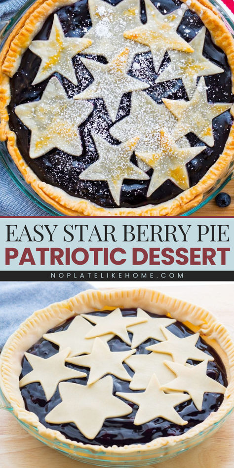 This Easy Star Berry Pie Patriotic Dessert is a simple 4th of July dessert made with premium canned pie filling and refrigerated pie crust. This festive dessert also makes a great summer dessert idea! Canned Pie Filling, Patriotic Pie, Summer Pies, 4th Of July Dessert, Summer Pie, Nutella Desserts, Patriotic Desserts, July Recipes, Refrigerated Pie Crust