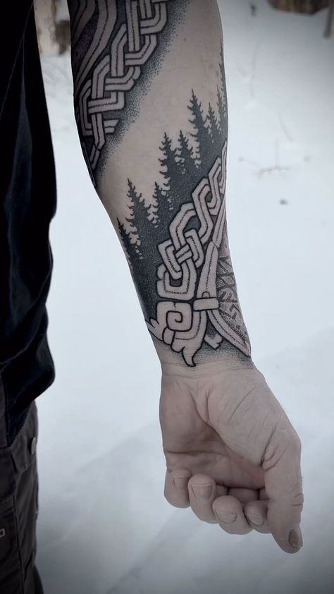 GALLERY — Sacred Knot Tattoo Hungarian Tattoo Ideas For Men, Viking Arm Tattoo For Men, Viking Knotwork Tattoo, Web Of Wyrd Tattoo, Sacred Knot Tattoo, Viking Sleeve, Hungarian Tattoo, Nordic Tattoos, Viking Knotwork