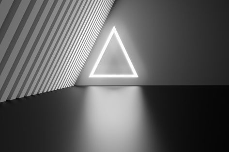 Futuristic space with white glowing tria... | Premium Photo #Freepik #photo #background Glowing Triangle, Illuminated Architecture, Acrylic Plastic Sheets, Abstract Interior, Futuristic Space, Concrete Background, Adobe Lightroom Photo Editing, Glass Building, Futuristic Background