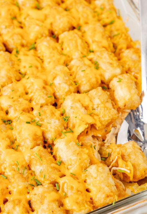 Tator Tot Buffalo Chicken Casserole, Buffalo Chicken Tater Tot Casserole, Happy Family Recipe, Moms Food, Buffalo Sauce Recipe, Chicken Tater Tot Casserole, Kid Friendly Salad, Buffalo Ranch Chicken, Chicken Shredded