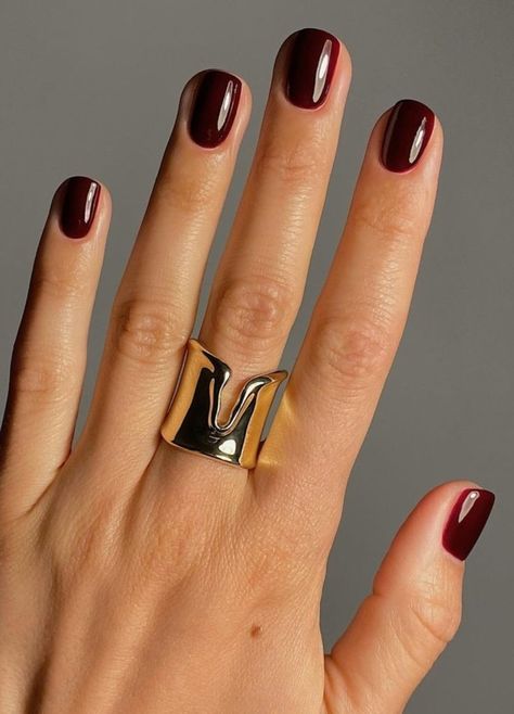 Black Cherry Is the It-Girl Take on Red Nails | The Everygirl Black Cherry Nail Polish, Trending Fall Nails, Black Cherry Nails, Dip Nail Colors, Nails Trending, Fun Nail Colors, Fall Manicure, Cherry Nails, Simple Acrylic Nails