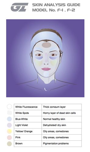 Woods Lamp Skin Analysis Chart, Esthetician Skin Analysis, Woods Lamp Skin Analysis, Skin Analysis Forms, Esthetics Tips, Esthetics Notes, Esthetician Notes, Skin Conditions Pictures, Esthetician Student