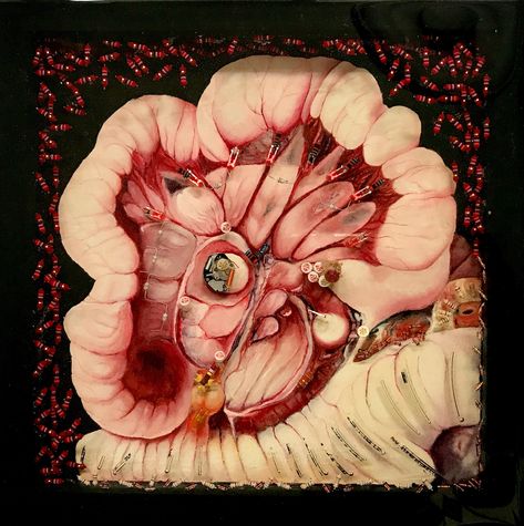 Intestines Painting, Intestines Art, Black Reliquary, Lung Art, Organ Art, Chaos Painting, Internal Beauty, Lungs Art, Dish Art