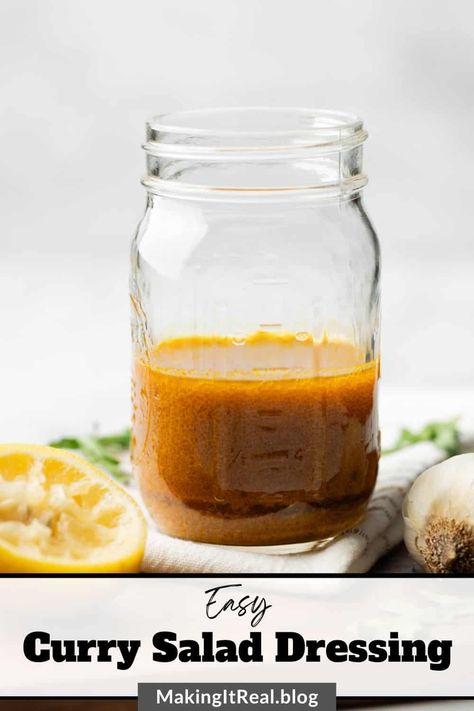 Easy Curry Salad Dressing Recipe (Vinaigrette) Curry Vinaigrette Dressing, Banana Dressing, Curry Salad Dressing, Maple Salad Dressing, Curry Dressing Recipe, Broccoli Cheese Soup Panera, Soup Panera, Salad Dressing Recipes Vinaigrette, Curry Dressing