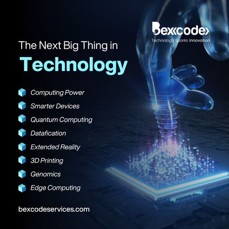 The Next Big Thing in Technology! #technology #tech #innovation #business #ai #marketing #artificialintelligence #newtechnology #technologythesedays #technews #technologyrocks #techtrends #bexcodeservices Technological Achievements, Akhand Bharat, Logistics Design, Product Poster, Technology Quotes, Tech Marketing, Social Media Branding Design, Product Marketing, Technology World