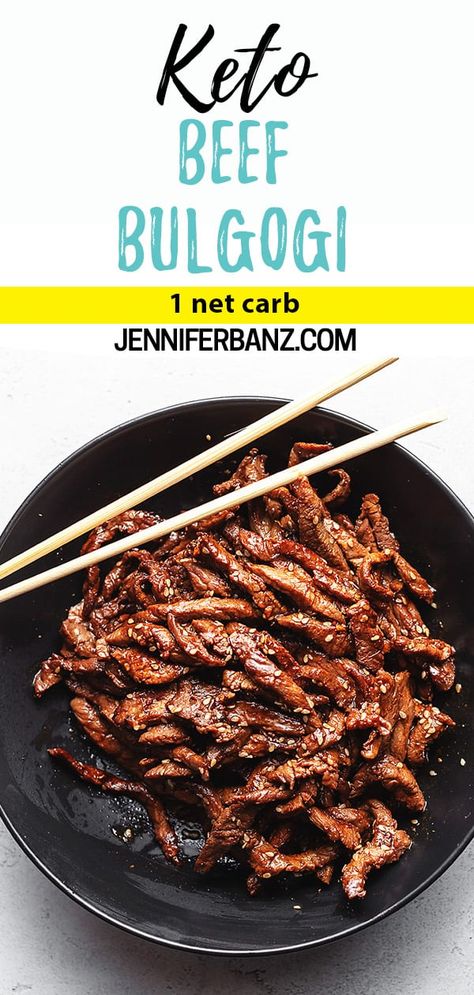 Looking for something different at your keto table for dinner? Keto Beef Bulgogi is a classic Korean dish with tender steak marinated with mildly sweet, savory flavors. Pair with cauliflower rice and make this a perfect Korean inspired bowl! You'll be skipping ordering Korean take-out and dining at your low carb table instead! Steak Marinated, Cena Keto, Dinner Keto, Keto Beef, Tender Steak, Low Carb Low Fat Recipes, Bulgogi Beef, Best Low Carb Recipes, Carb Foods