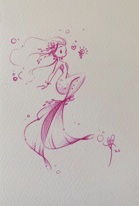 Mermaid Cute Drawing, Mermaid Aesthetic Drawing, How To Draw Mermaids, Mermaid Drawing Ideas, Mermaid Drawing Reference, 4d Drawing, Mermaid Art Drawing, Mermaids Drawing, Mermaid Doodle