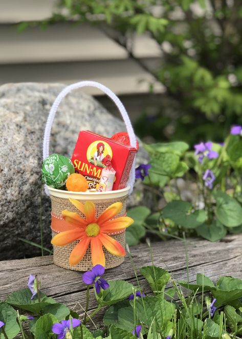 Here's a short video for a DIY May Basket using an empty yogurt cup and some inexpensive craft ribbons and flowers! May Day Traditions, May Basket, Basket Printable, May Baskets, May Day Baskets, Yogurt Cup, May Days, May Day, Small Bouquet