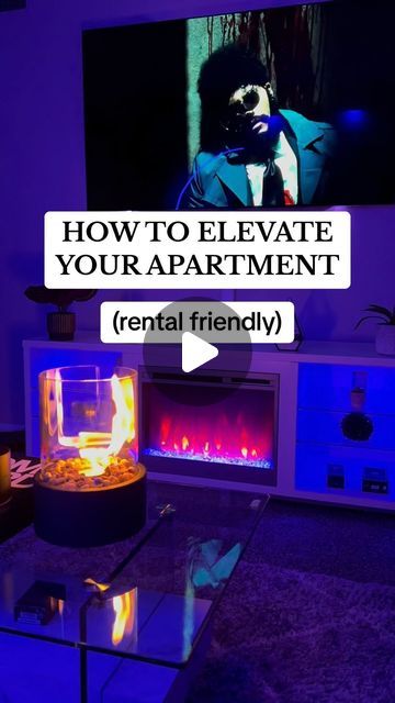 👑Goerage Banglo👑 on Instagram: "Rental Friendly things you could do to elevate your apartment 🤝🏾  . . . . #rentalfriendlydecor #rentalfriendly #rentalhacks #rentalfriendlytips #apartmenttour #apartmentdecor #apartmenttherapy #apartmentmusthaves #apartmentliving #apartmentideas #apartmentinspo #apartmentdecorating #apartmentdecoratingideas #kaws #kawsposter #drake #drakeposter #amazonfireplace #amazonfireplacetvstand #explore #explorepage" Mens College Apartment, Fun Home Ideas, Diy Living Room Decor On A Budget, Old Apartment Decorating Rental, Apartment Ideas Cozy, Small Apartment Decorating On A Budget, Mens Living Room Ideas Apartments, Black Living Room Ideas Apartments, Rental Apartment Decorating On A Budget