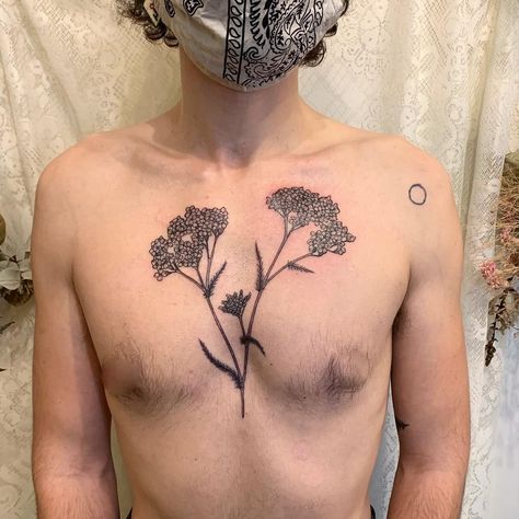 Yarrow Flower Tattoo, Yarrow Flower, Instagram Heart, Botanical Tattoo, A Tattoo, Blackwork, Flower Tattoo, Tatting, Tattoos