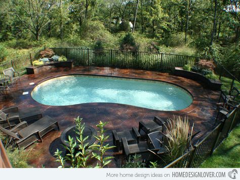 20 Exquisite Kidney Shaped Pool Designs Kidney Bean Pool, Bean Pool, Minimal Lamps, Beach Modern Living Room, Viking Pools, Small Inground Pool, Kidney Shaped Pool, Building A Swimming Pool, Small Swimming Pools