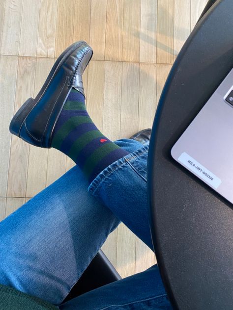 Credits: Caterina Sosso Gh Bass Loafers, Gh Bass Weejuns, Bass Loafers, Bass Weejuns, Black Loafers, Striped Socks, Bass, Loafers, Socks