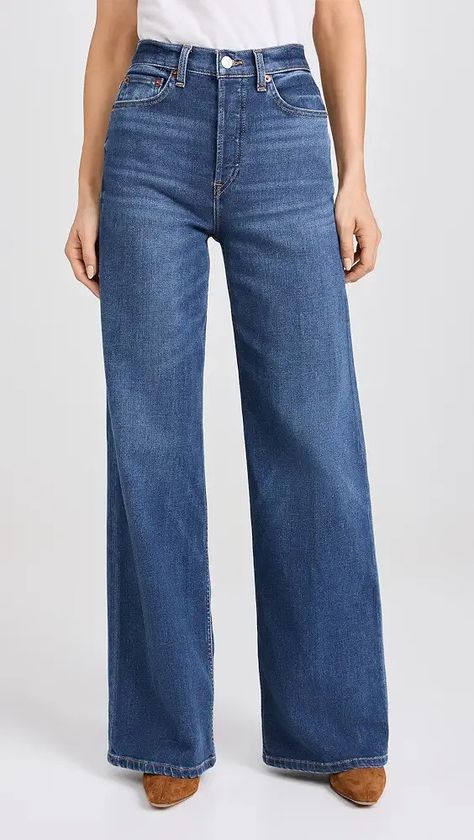 Women's Jeans | Shopbop California Street Style, Style Wide Leg Jeans, Off Duty Outfits, High Rise Wide Leg Jeans, Perfect Denim, Denim Trends, Wide Jeans, Weekend Wardrobe, Denim Design